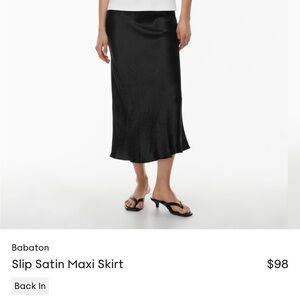 Babaton slip satin maxi skirt in black